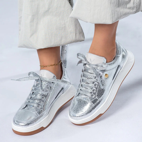 SABRINA- trendy high quality handmade sneakers (silver color)
