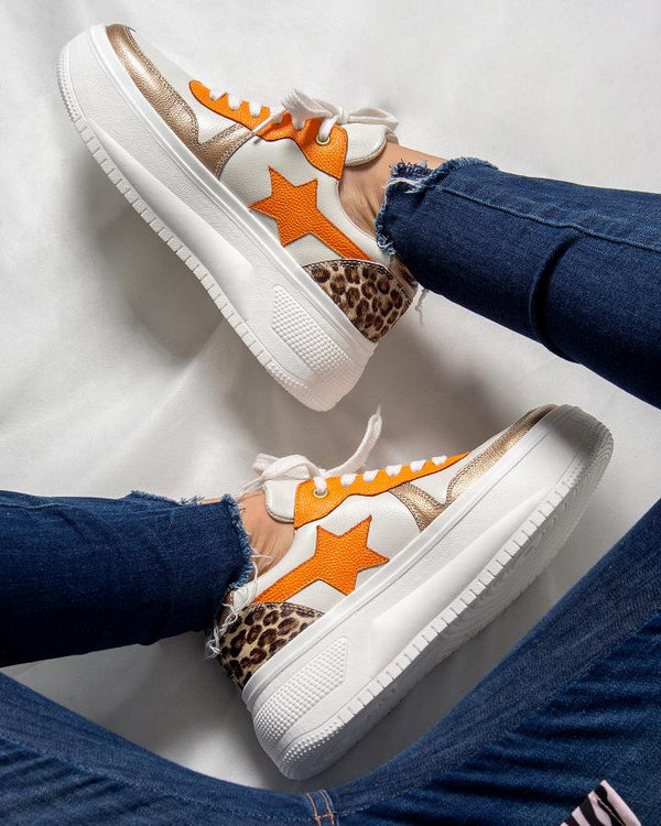 SILVANA - trendy high quality handmade sneakers (orange color)