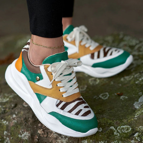 AFRICA - trendy high quality handmade sneakers (green color)